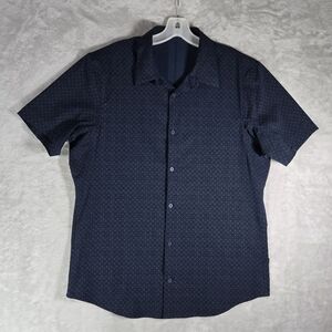 Lululemon Airing Easy Short Sleeve Button Up Shirt Mens Size XL Extra Large Blue